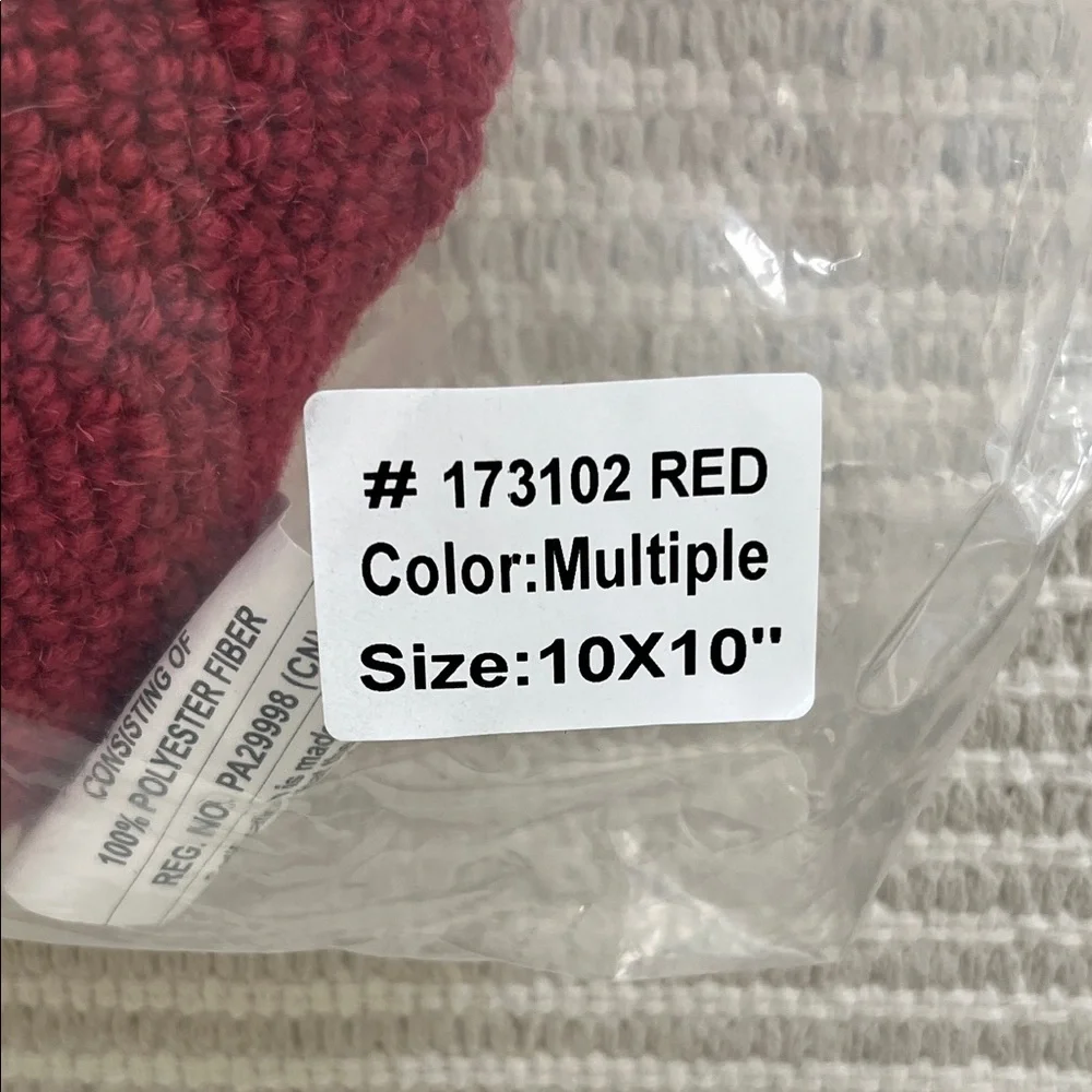 New Grandin Road Red Heart Pillow Mini Small Love Peking Hand Hooked Wool Gift